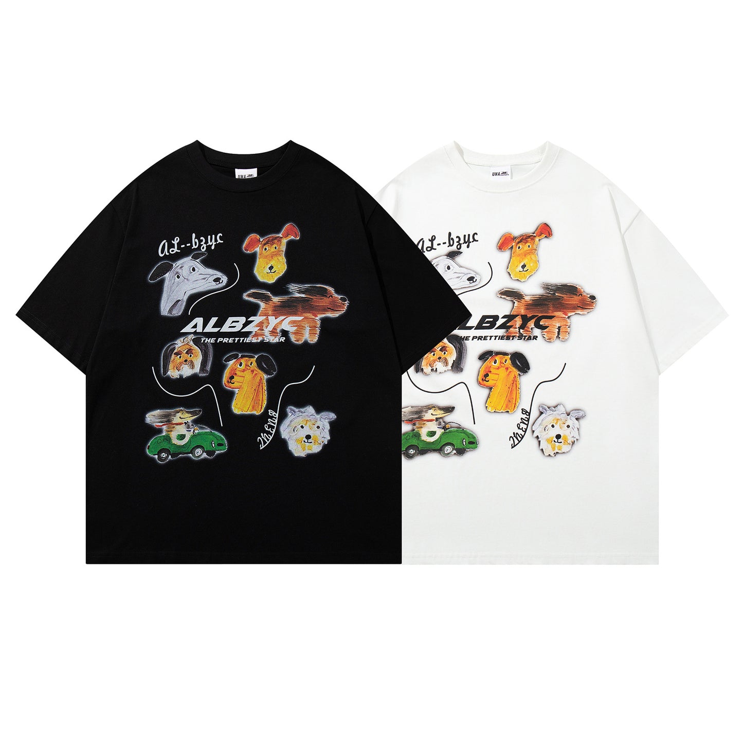 USA Vintage T-Shirt Fun Puppy Print Male Summer