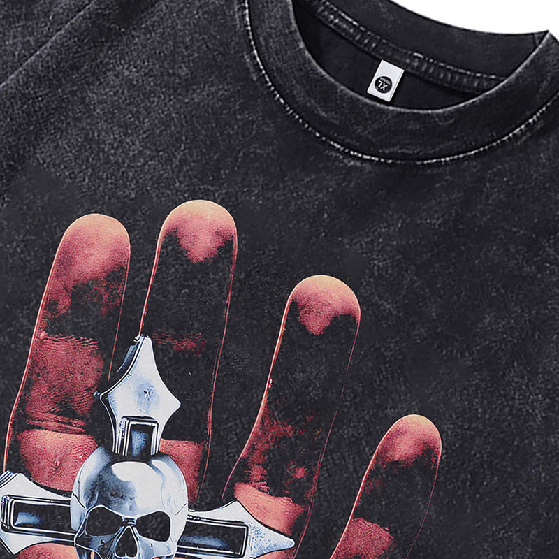 Ropa Vintage Hombre Skull Print Vintage Old Short Sleeve T-Shirt Casual Top