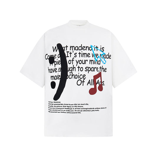 New York Hip Hop Style Summer Short Sleeve T-Shirt Simple Loose Crew Neck Top