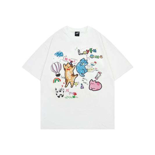 Vintage tarz t shirt cartoon graffiti short sleeve t-shirt summer oversize top