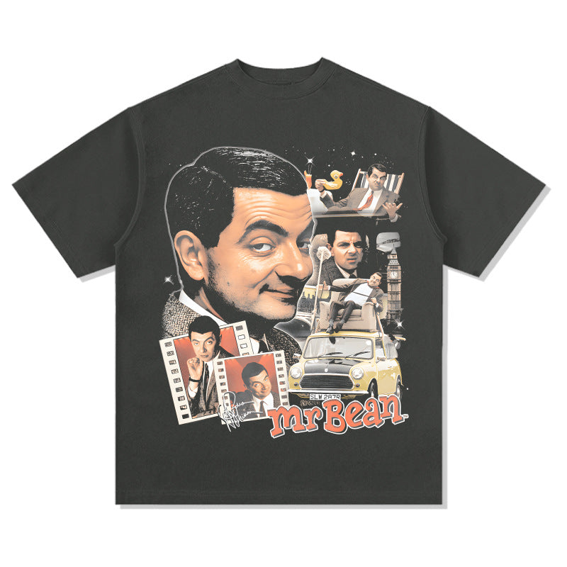 Streetwear masculino comedian bean atkinson print short sleeve t-shirt