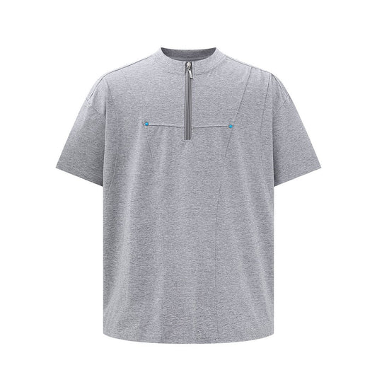 Hip hop shirt summer short sleeve zipper t-shirt