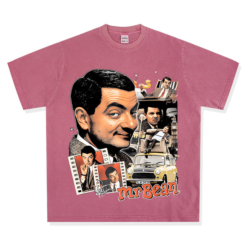 Streetwear masculino comedian bean atkinson print short sleeve t-shirt