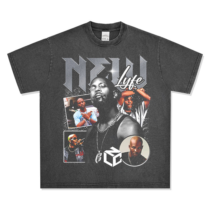 Outfit streetwear vintage hip hop DMX Earl Simmons print short sleeve t-shirt