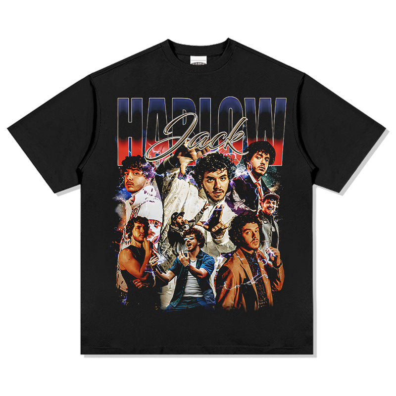 Outfit streetwear Vintage Hip Hop Jack Harlow Print Short Sleeve T-Shirt