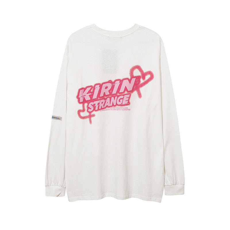 Vintage T Shirts Hip Hop Long Sleeve T-Shirt Loose Sweater