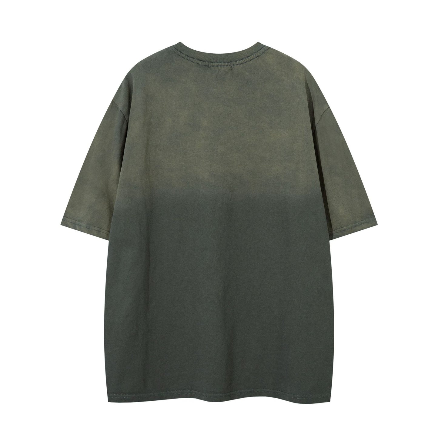 Hustle vintage summer embroidery gradual change washed short sleeve t-shirt