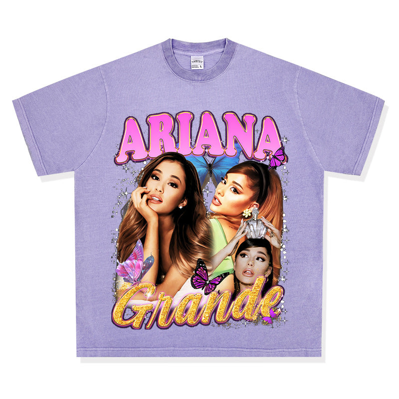 Streetwear masculino Ariana Grande print T-shirt