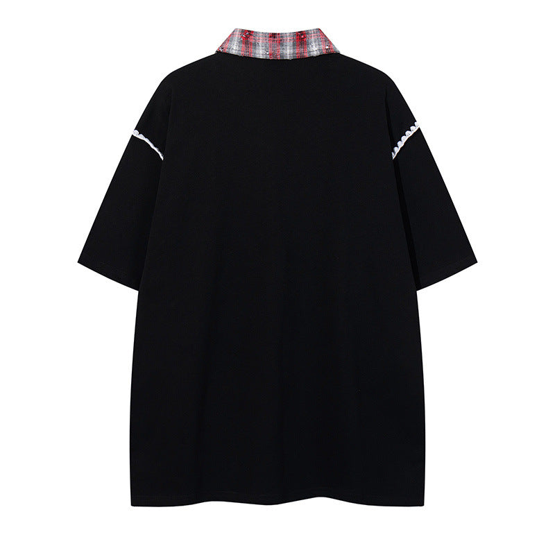 Camisetas streetwear Summer Vintage POLO Neck Casual Loose Short Sleeve T-Shirt