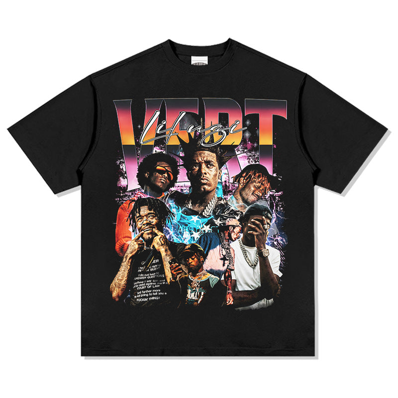 Streetwear masculino vintage hip hop LilUziVert print short sleeve t-shirt