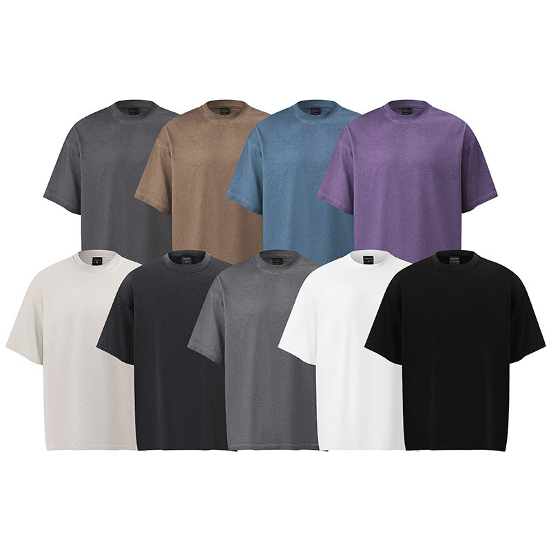 Hip hop clothing new york summer short sleeves retro washed old loose t-shirt