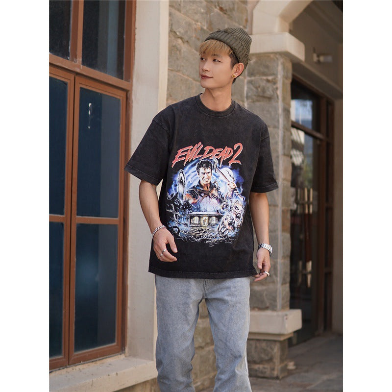 Film Star T Shirt Cotton Loose Nostalgic Short Sleeve American Retro Trendy Loose T-shirt