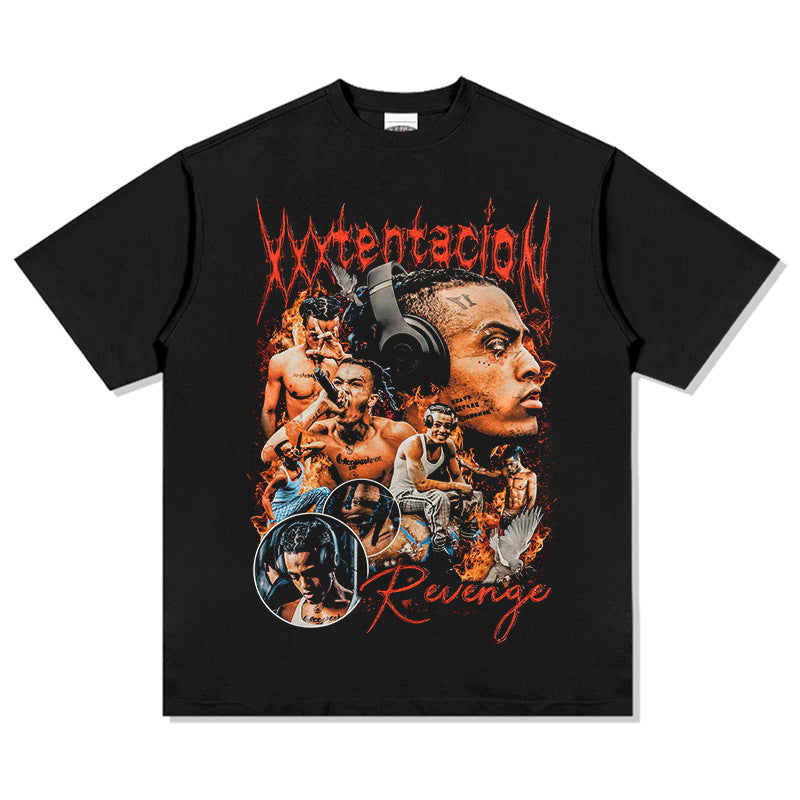 Streetwear masculino vintage hip hop XXX tentcioN print long sleeve short sleeve t-shirt