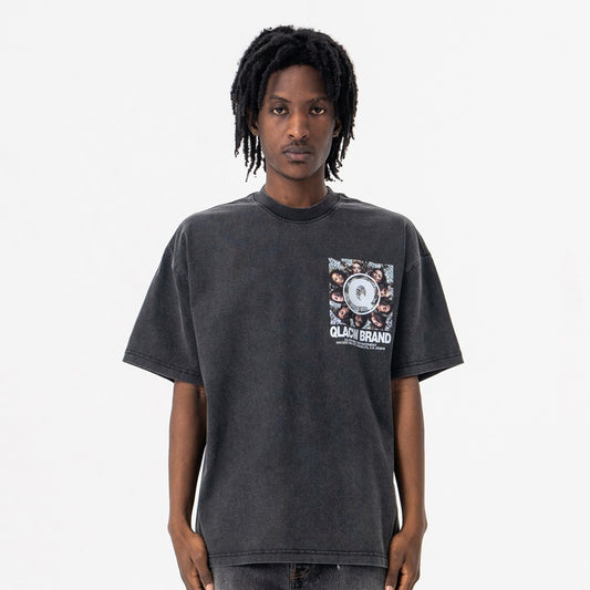 Vintage College Shirts Summer Wash Crew Neck Short Sleeve T-Shirt
