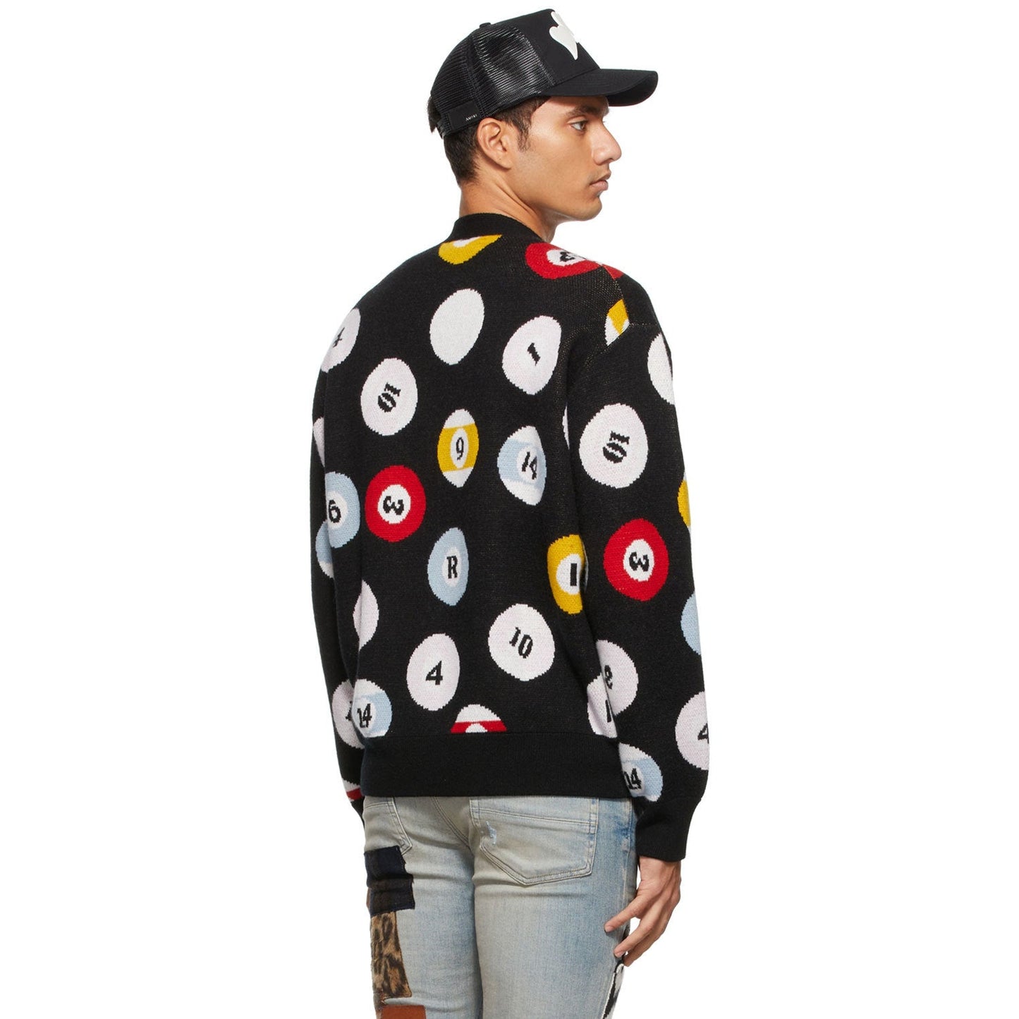 Amiri Sweatshirt Table Tennis Jacquard Wool Cardigan Sweater
