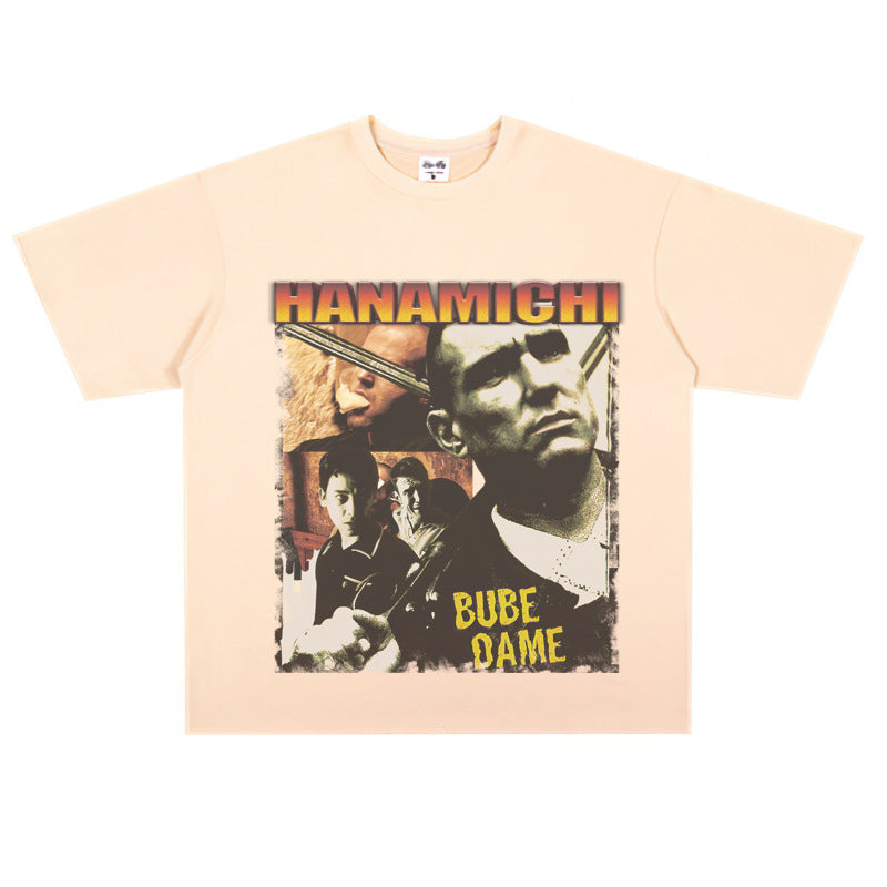 Film Star T Shirt Cotton Short Sleeve Loose American Retro T-shirt
