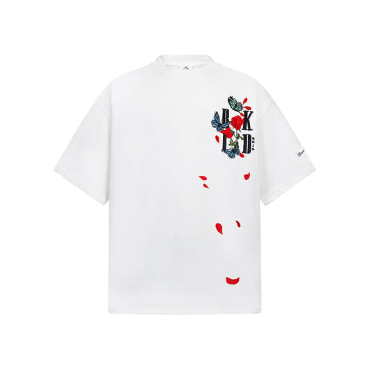Hip Hop Clothes New York Vintage Summer Loose Crew Neck Embroidered Floral Top