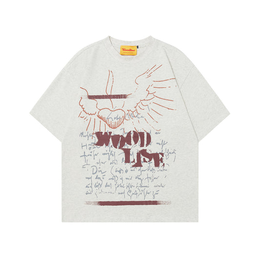 90s West Coast Hip Hop Fashion T Shirts Graffiti Letter Print Short Sleeve T-Shirts