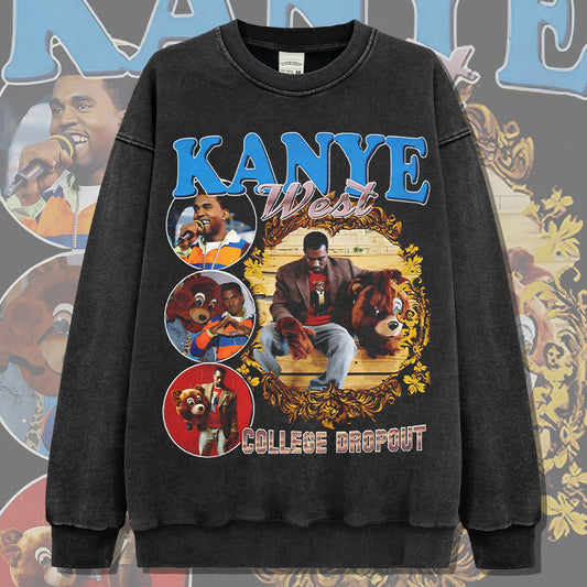 Marcas streetwear usa vintage kanye west print crew neck sweater