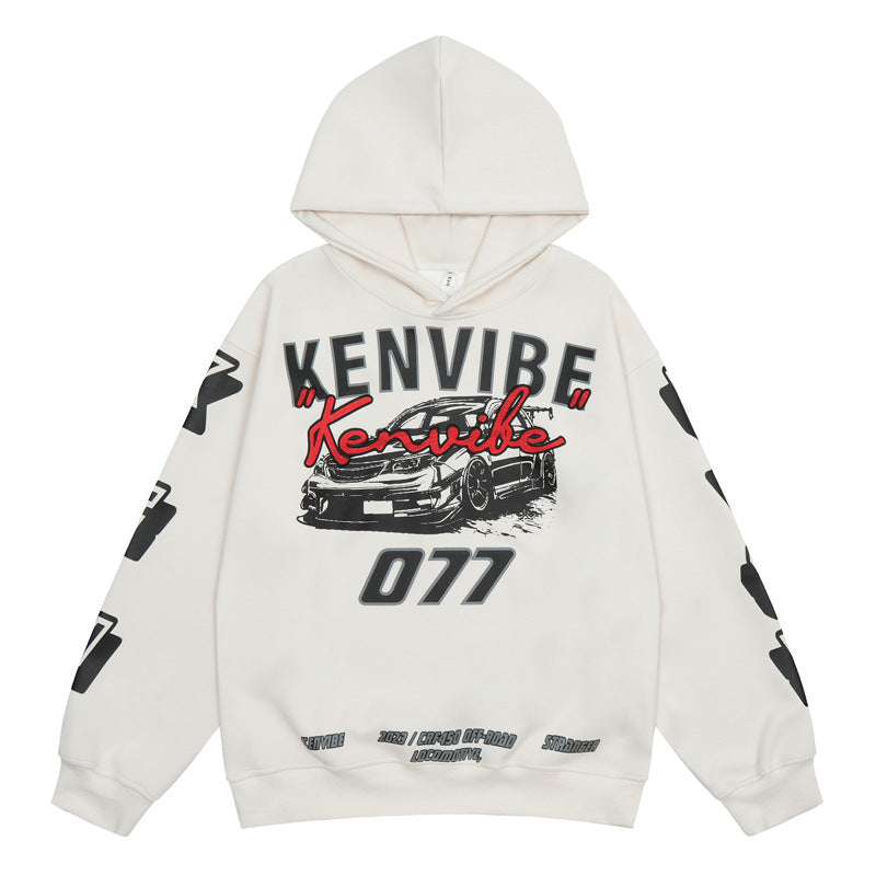 Streetwear Hoodie Racing Print Hooded Sweater Loose Hoodie Jacket
