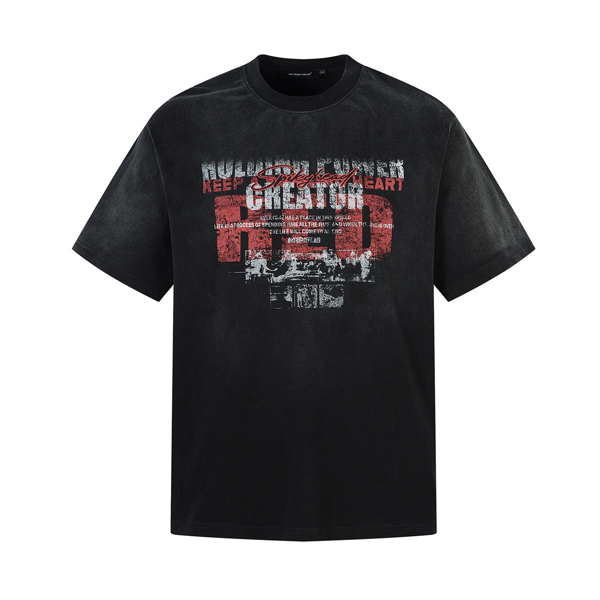 Hip hop shirt summer short sleeve T-shirt washed old trendy tee