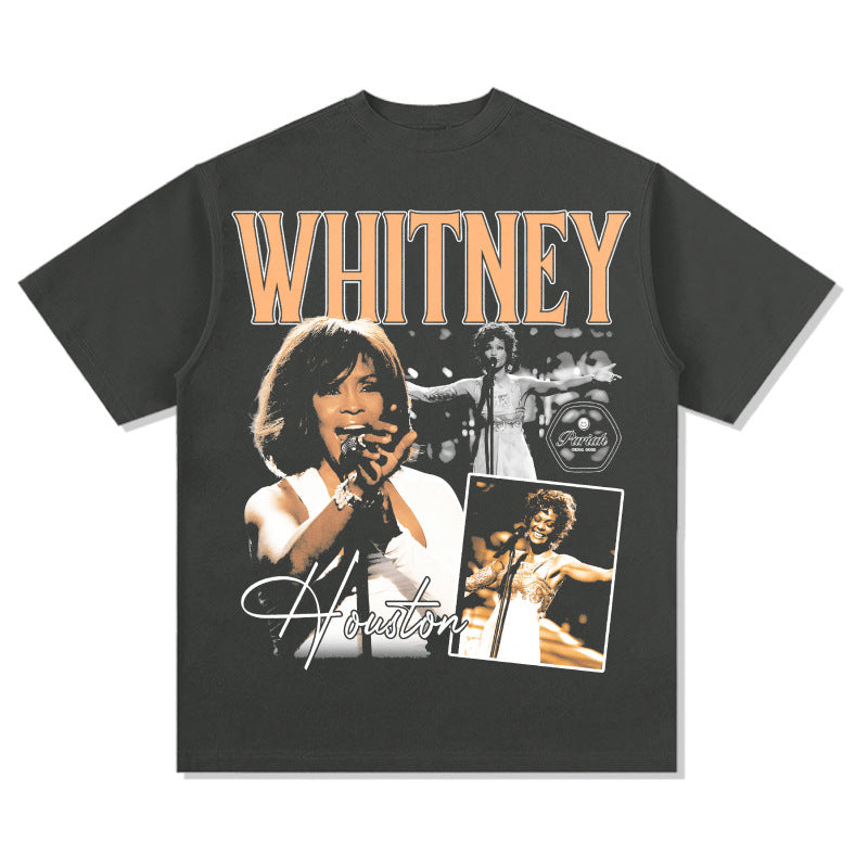 Cool t rapper vintage hip hop whitney whitney print short sleeve t-shirt