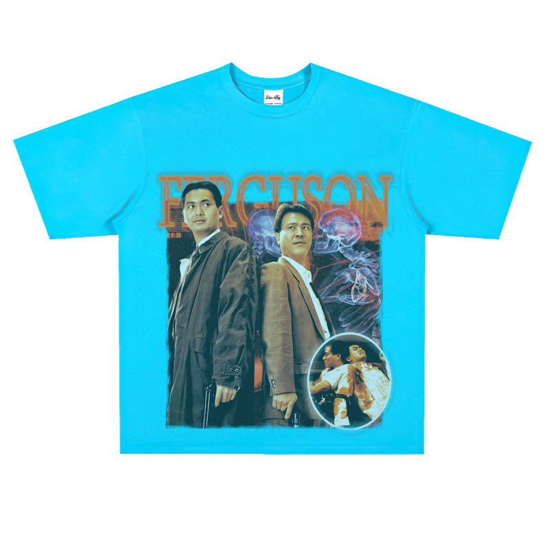 Film Star T Shirt Movie the Killer Derivative Short Sleeves Retro American Street T-shirt Men and Women