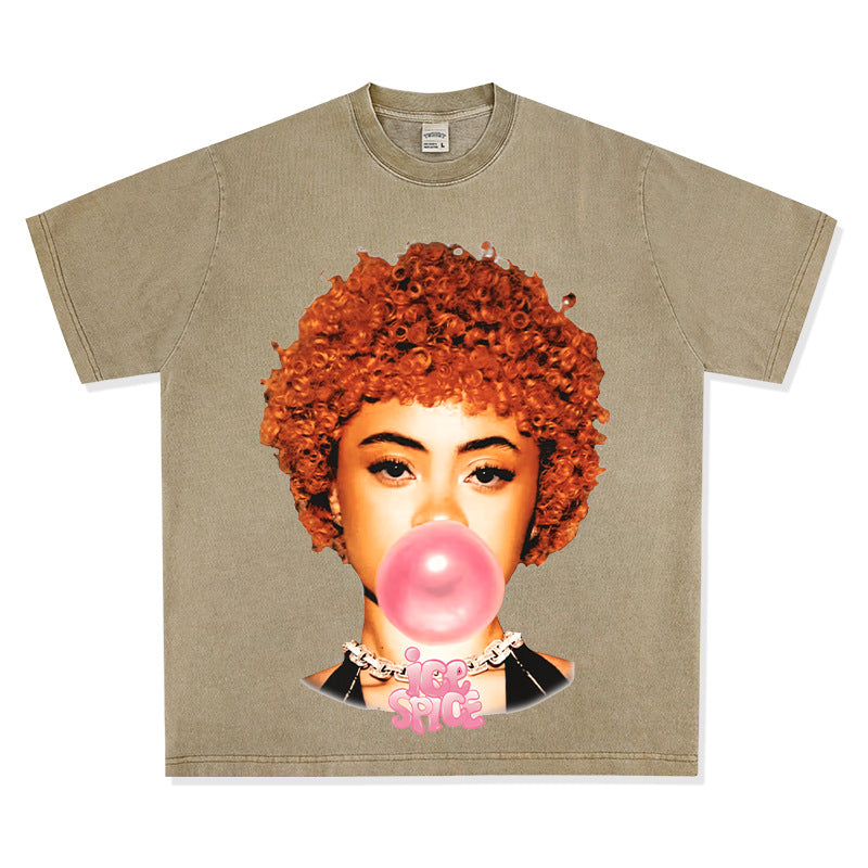 Streetwear masculino hip hop rap Ice Spice print long sleeve short sleeve t-shirt