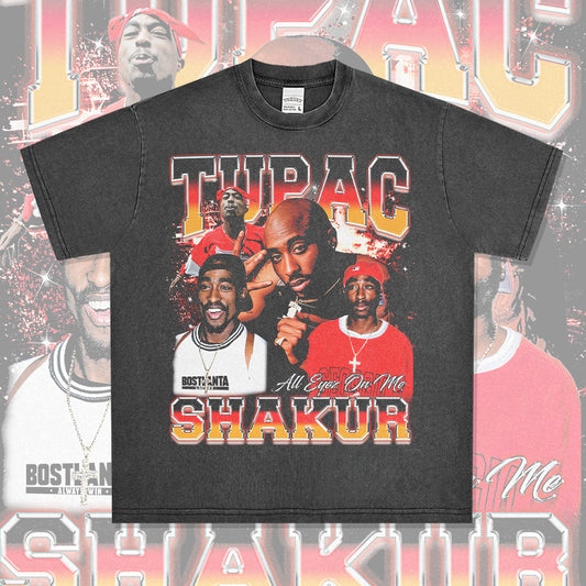 New york hip hop shop vintage hip hop tupac print short sleeve t-shirt