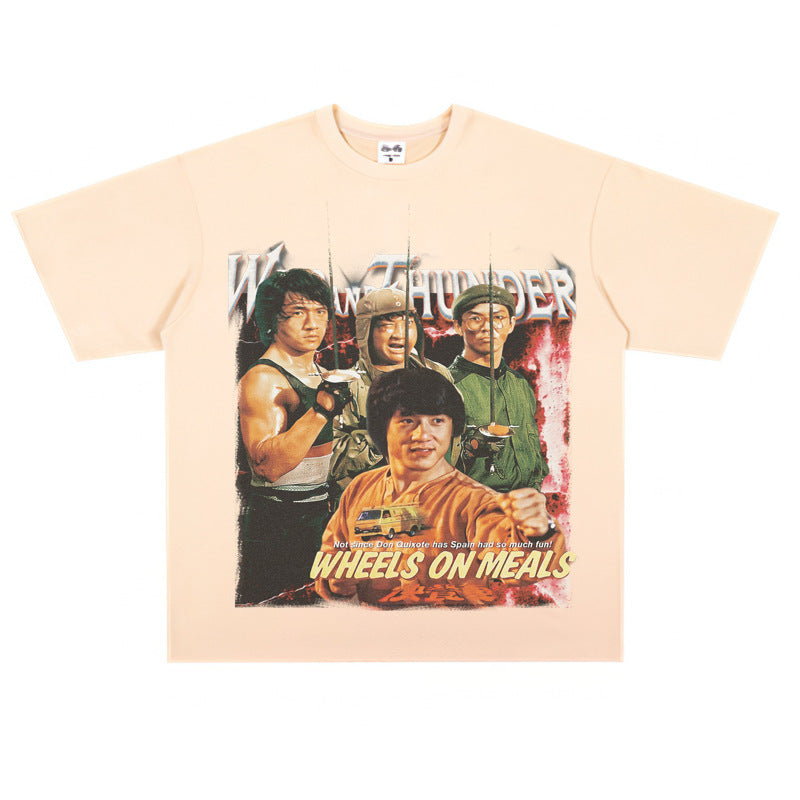 Film Star T Shirt Short Sleeve Retro American Street T-shirt for Men and Women