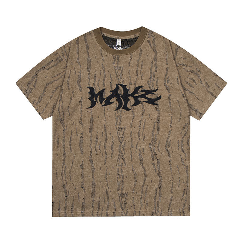 Vintage Tišö Rt Gothic Letter Embroidered Short Sleeve Vintage Loose T-Shirt