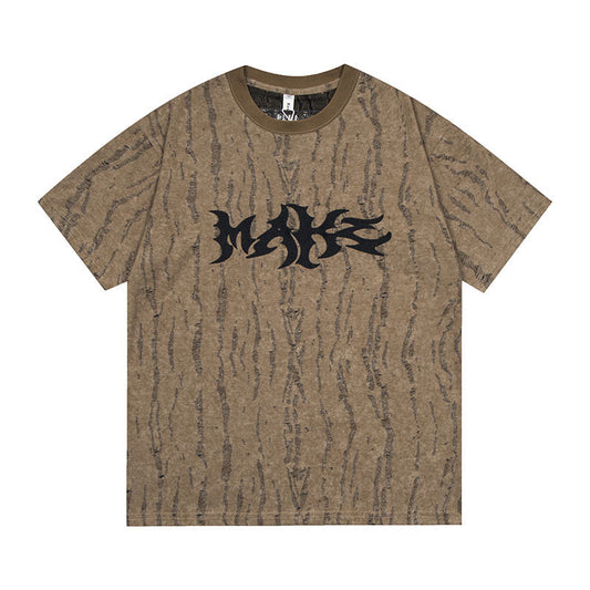 Vintage Tišö Rt Gothic Letter Embroidered Short Sleeve Vintage Loose T-Shirt