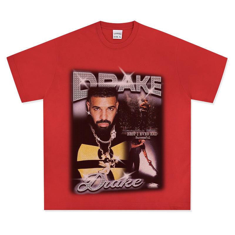 Streetwear masculino Drake print hip hop short sleeve T shirt