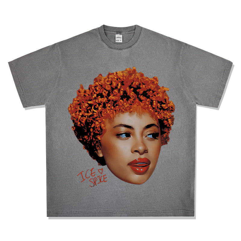 Cool t rapper vintage hip hop Ice Spice print short sleeve t-shirt