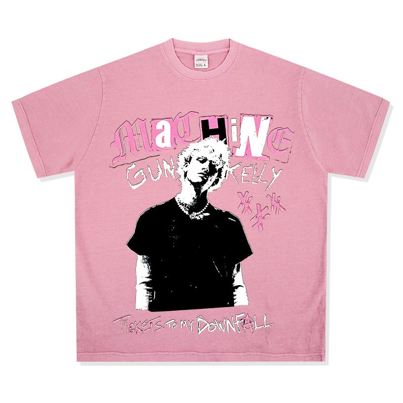 Cool t rapper vintage hip hop mgk print short sleeve t-shirt