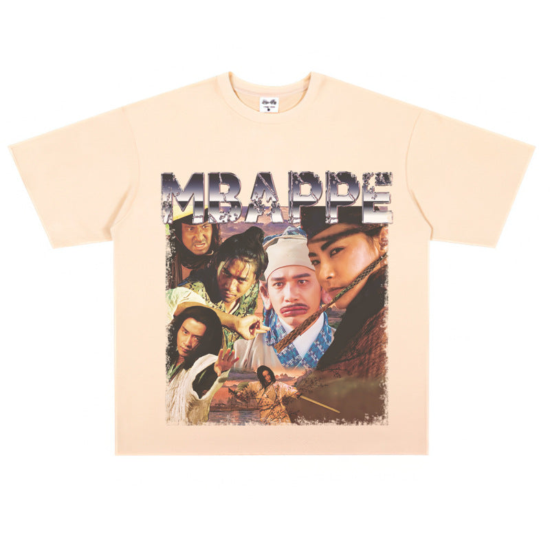 Film Star T Shirt Cotton Short Sleeve Loose round Neck Retro Minority Design T-shirt