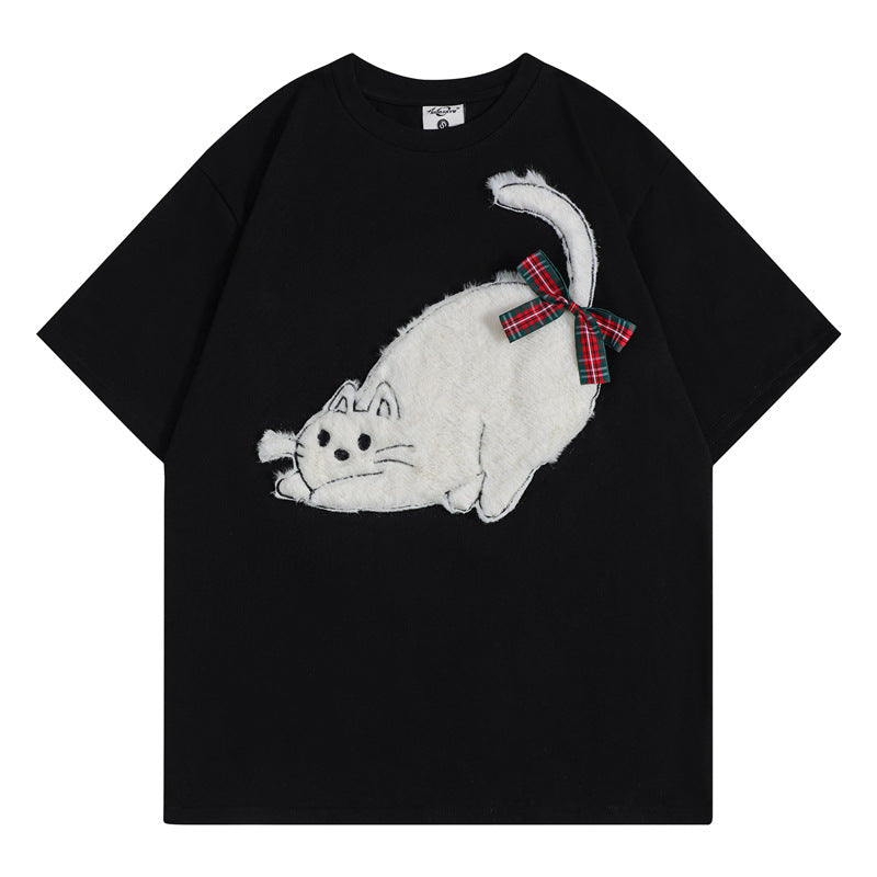 Camisetas streetwear Summer Vintage Pussy Casual Loose Short Sleeve T-Shirt