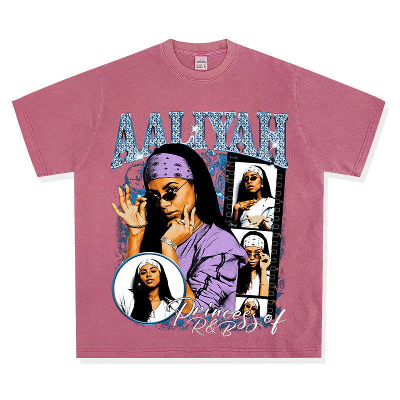 Marcas streetwear usa vintage hip hop alayiah print short sleeve t-shirt