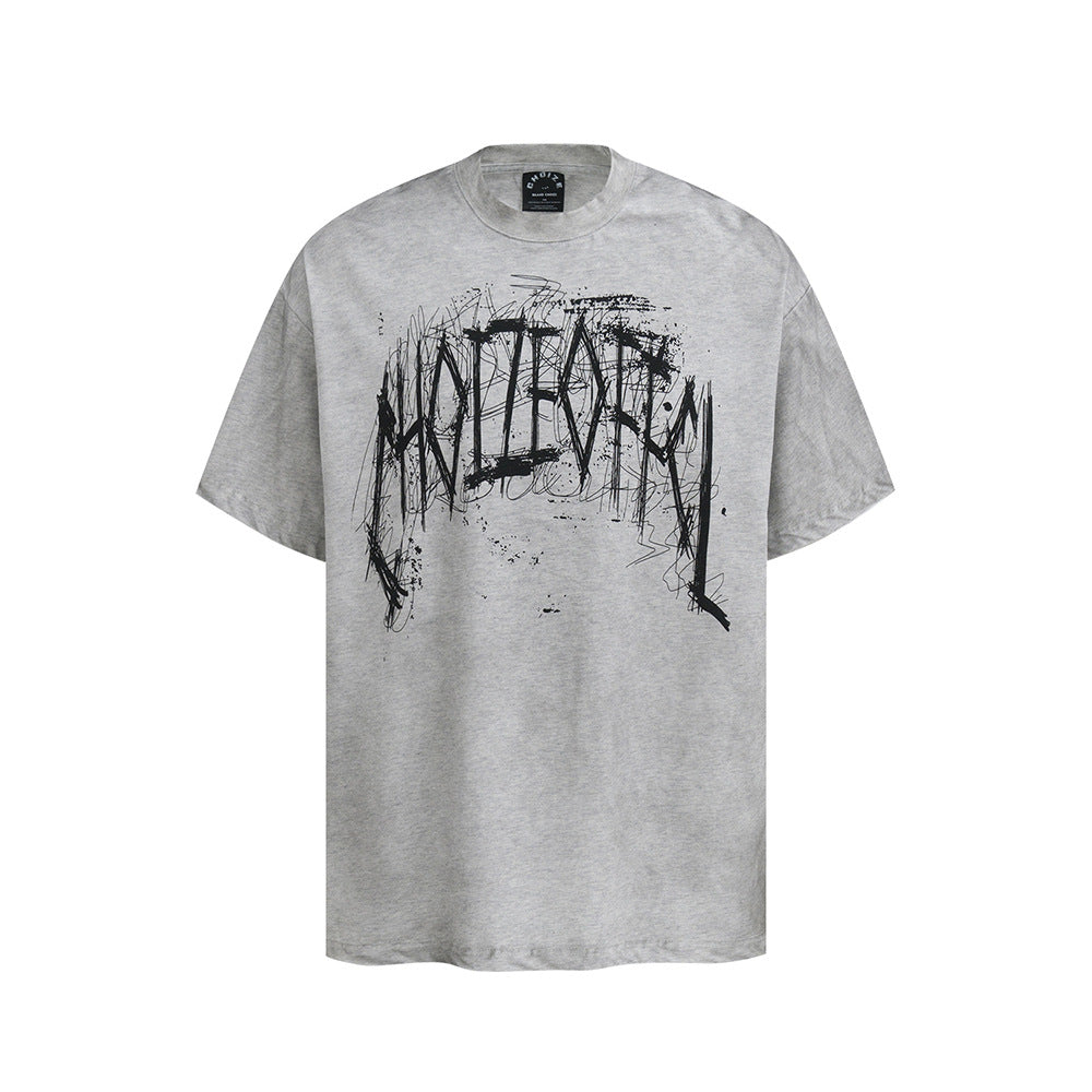 Nyc 1990 Shirt Retro Washed Old Alphabet Print Short Sleeve T-Shirt