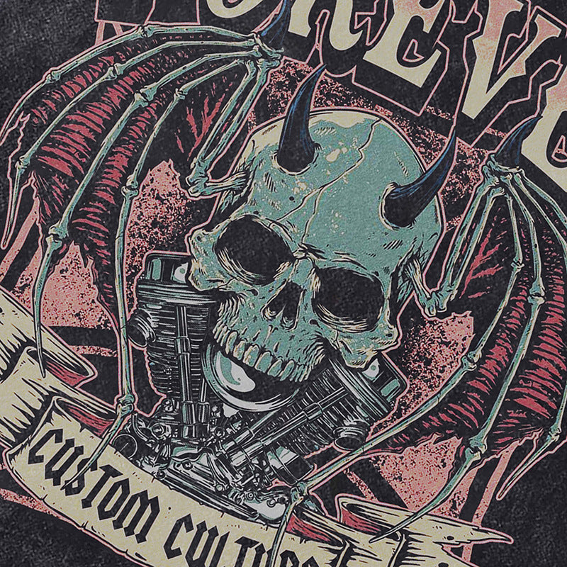 Ropa Vintage Hombre Vintage Skull Print Old Washed Loose Short Sleeve T-Shirt