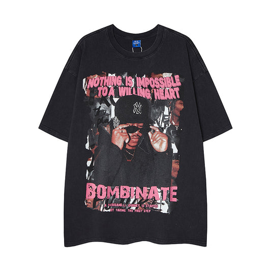 Nyc 1990 Shirt Retro Hip Hop Alphabet Short Sleeve T-Shirt