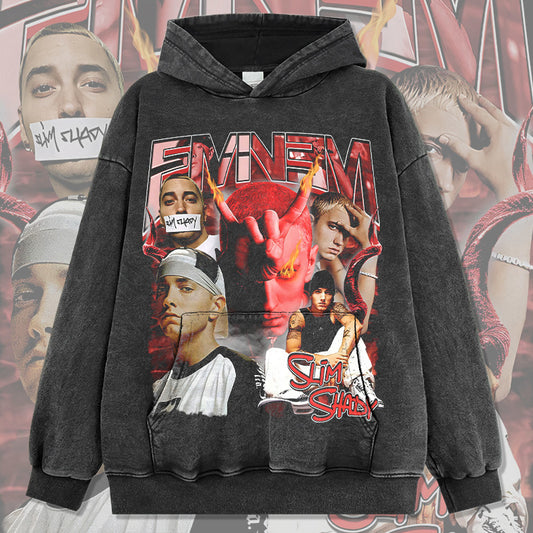 Marcas streetwear usa vintage emminem print batik hooded sweater