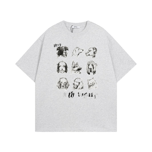 USA Vintage T-Shirt Vintage Fun Cute Pet Printed Men's Summer Loose