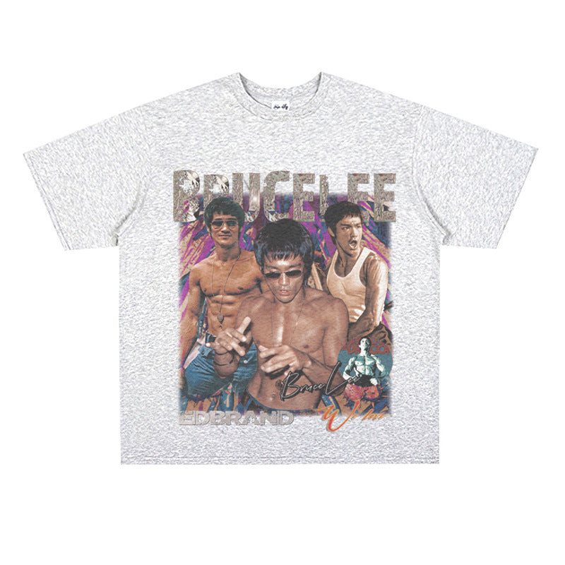 Film Star T Shirt Movie Bruce Lee Cotton Short Sleeve Loose round Neck American T-shirt Men and Women
