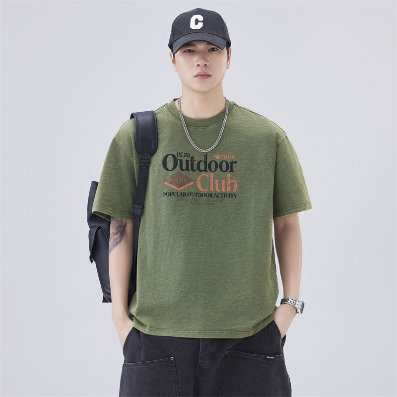 Men T-shirts Summer Short Sleeve Vintage Loose Top
