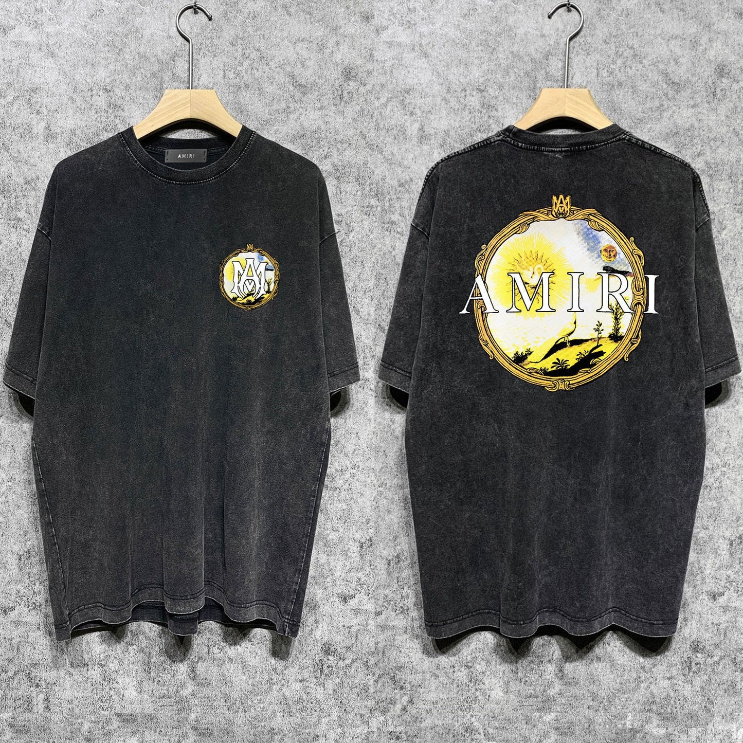 Amiri T Shirts Washed and Worn Retro Short Sleeve T-shirt