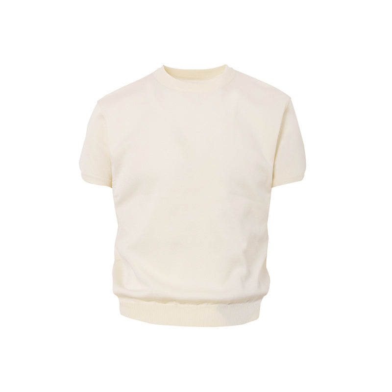 Stone Wash T shirt Vintage Knitted Short Sleeve Cleanfitt T-Shirt