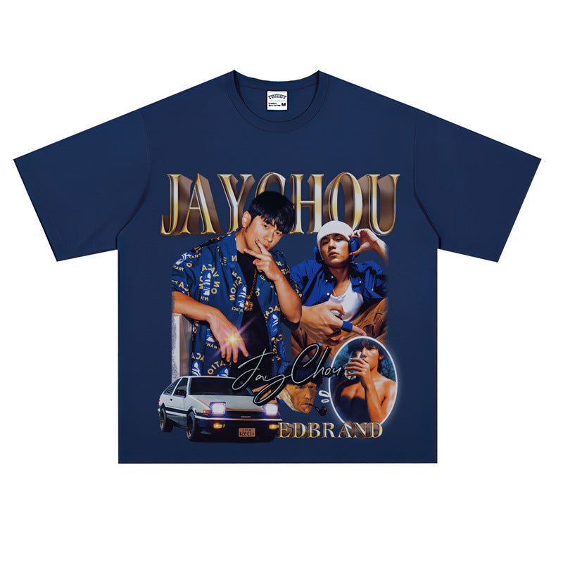 Film Star T Shirt Jay Chou Peripheral Loose National Fashion Retro Street Cotton T-shirt
