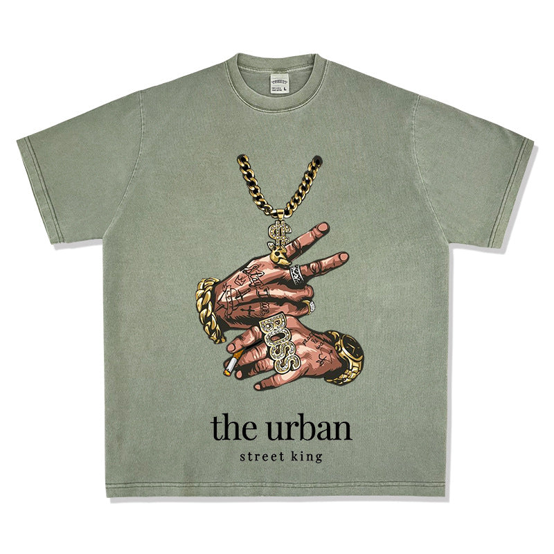 Streetwear masculino summer vintage short sleeve hip hop print t-shirt
