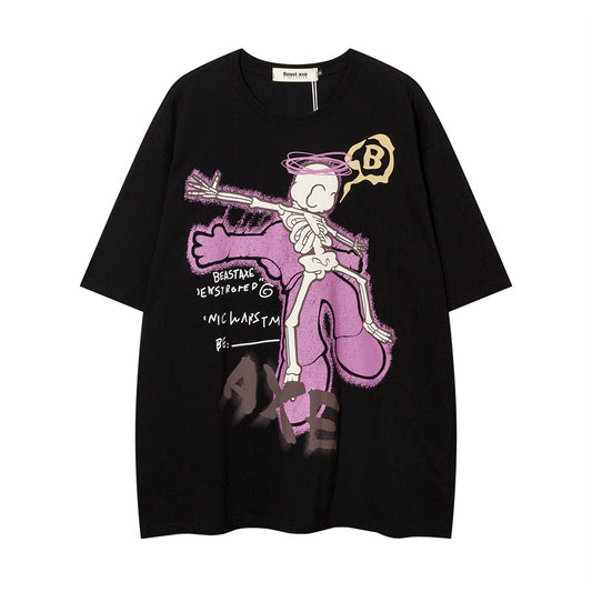 Y2K mens shirt skull foam print short-sleeved T-shirt